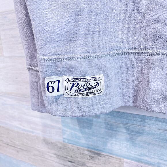 POLO Ralph Lauren Applique Logo Sweatshirt Gray Crewneck Cotton Blend Mens XL - Picture 4 of 11